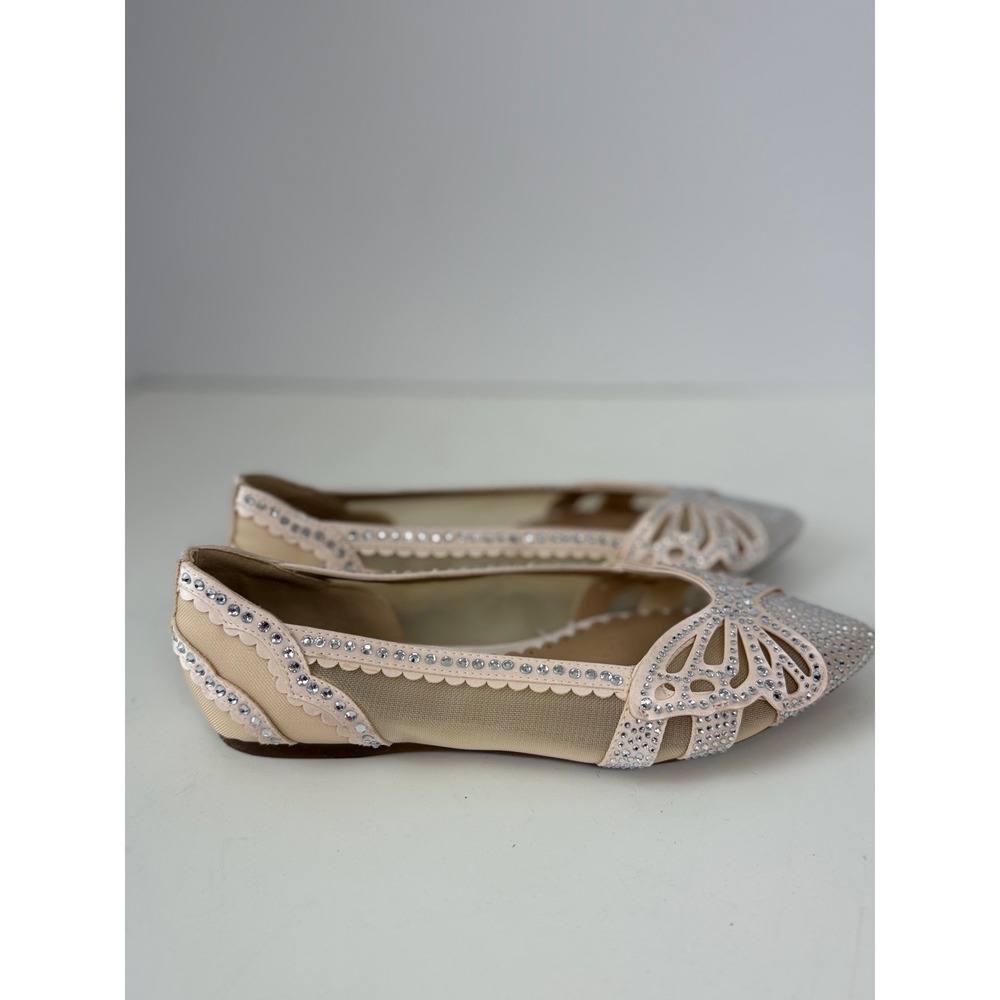 Copper Key Rhinestone Butterfly Flats Sz 6.5 New